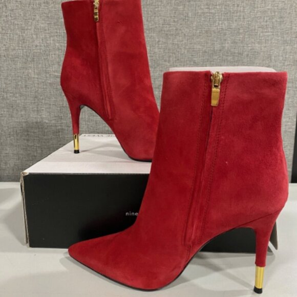 NWOB - NINE WEST ® BOLANA RED SUEDE ANKLE BOOTIES - SIZE 12 - Picture 2 of 5